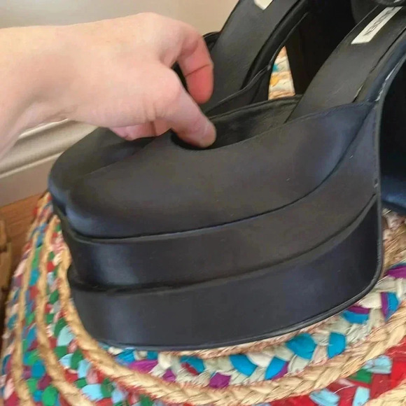 Steve Madden Charlize  black platform satin Maryjane babies heeled pumps shoes - Picture 7 of 10